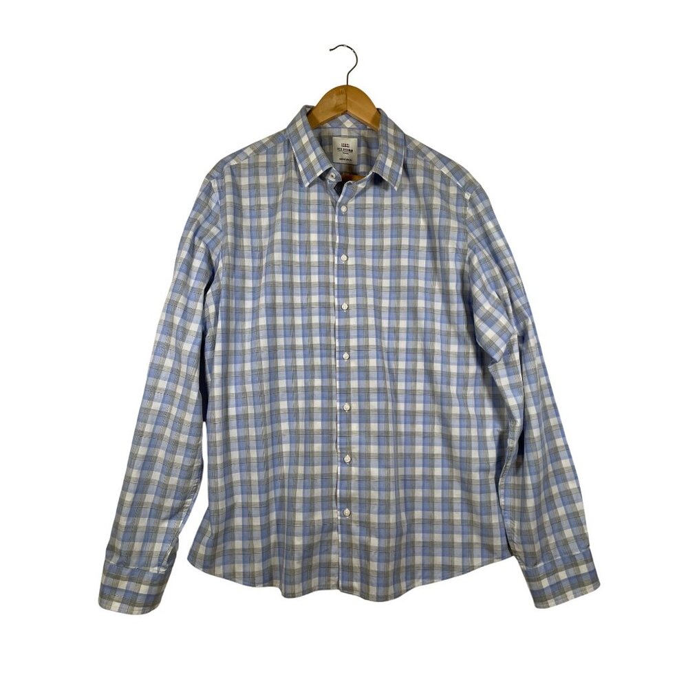 Ben Sherman Men's Tailored Slim Fit Plaid Button Down Shirt Size XL Casual
